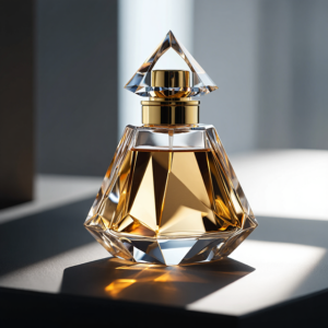 luxury, perfume, flacon, glass, decorative, jewel box, elegant, design, scent, clear, radiant, designer, geometric, crystal, modern, luxury scent, crystal decanter, sun rays, angle, luxury packaging